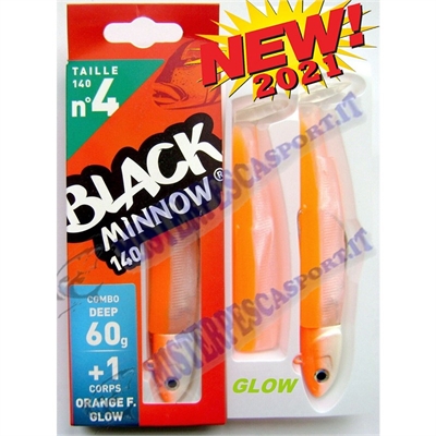 Black minnow 140 n. 4  combo deep 60g. color Orange Fluo Glaw.1