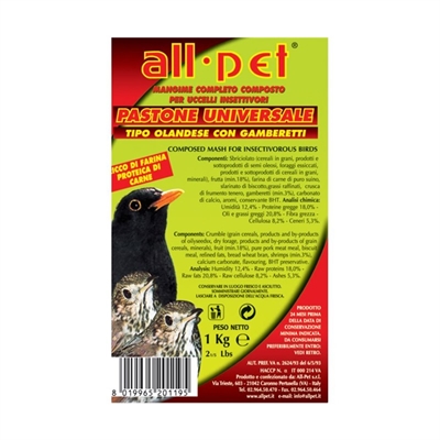 Pastone universale per uccelli insettivori con gameretti