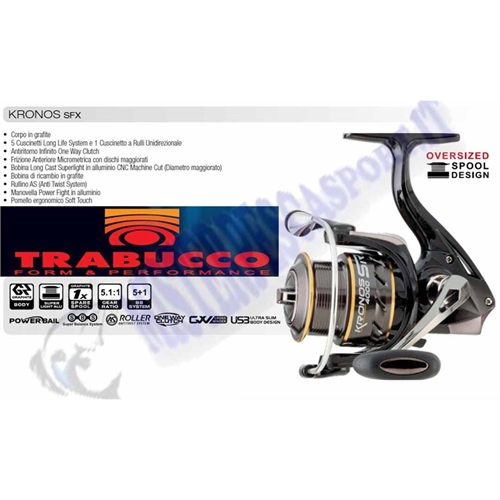 mulinello Trabucco  Kronos SFX 4000 pesca spinning, bolognese, fiumi, mare, laghi