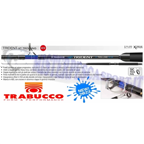 canna trabucco Trident XT trolling 601 180cm 20 30lbs . canna traina vivo, artificiali