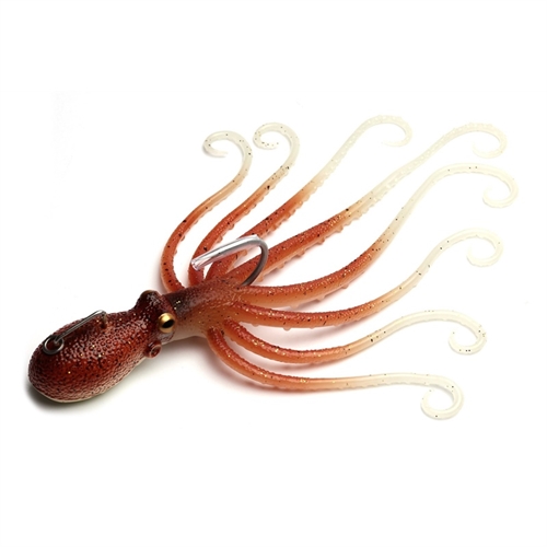 SAVAGE-GEAR-3D-OCTOPUS-BROWN-GLOW Savage Salt 3D Octopus 20Cm 185G pesca a slow pitch, vertical jigging, traina, pesca alla cern