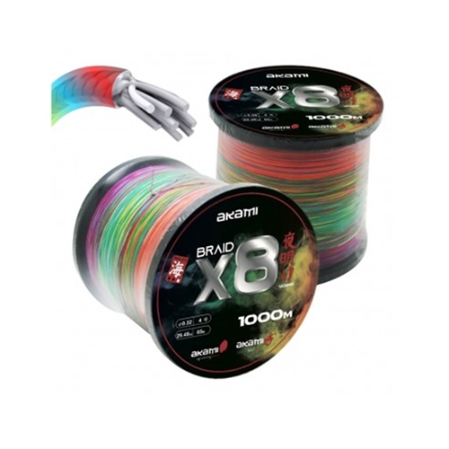 Trecciato akami-yoake-x8-multicolor-1000mt pesca bolentino mulinello elettrico