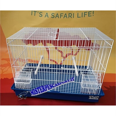 gabbia cova uccelli voliera a 2 mangiatoie Fondo plastica verniciata bianca