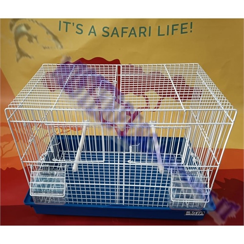 gabbia cova uccelli voliera a 2 mangiatoie Fondo plastica verniciata bianca