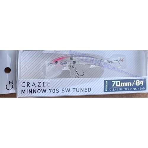Artficiali Crazee minnow 70S SW Tuned color clear Glitter Pink Head