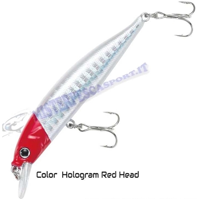 artificiale crazee minnow 70S SW Tuned 6gr, Sinkink color Hologram Red head pesca a spinning alla spigola, ricciola, cernia, bar