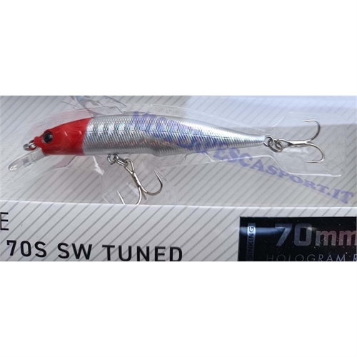 artificiale crazee minnow 70S SW Tuned 6gr, Sinkink color Testa Rossa pesca a spinning alla spigola, ricciola, cernia, barracuda
