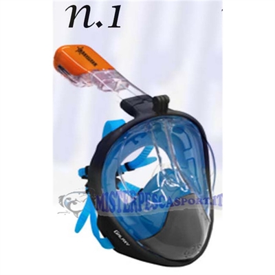 Maschera  In silicone GALAXY Full Face Abysstar  snorkeling apnea colore Blu-nera
