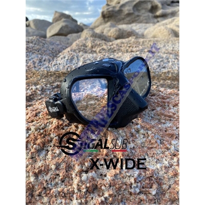 Maschera sigalsub X Wide in silicone nero per la pesca subacquea in apnea