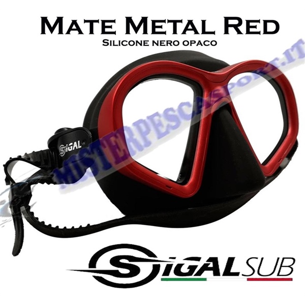 sigalsub-maschera-pesca-subacquea-metal red silicone nero opaco pesca apnea