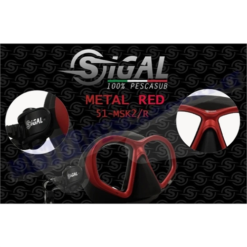 maschera sigalsub metal red in silicone nero opaco per la pesca in apnea, snorkeling, ara, nuoto,  piscina