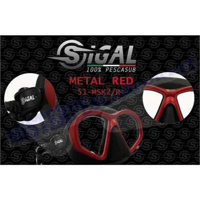 maschera sigalsub metal red in silicone nero opaco per la pesca in apnea, snorkeling, ara, nuoto,  piscina