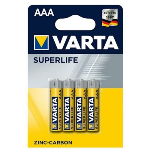 Batterie ministilo Varta superlife tipo AAA zinco carbone 1,5V conf. da 4 pz
