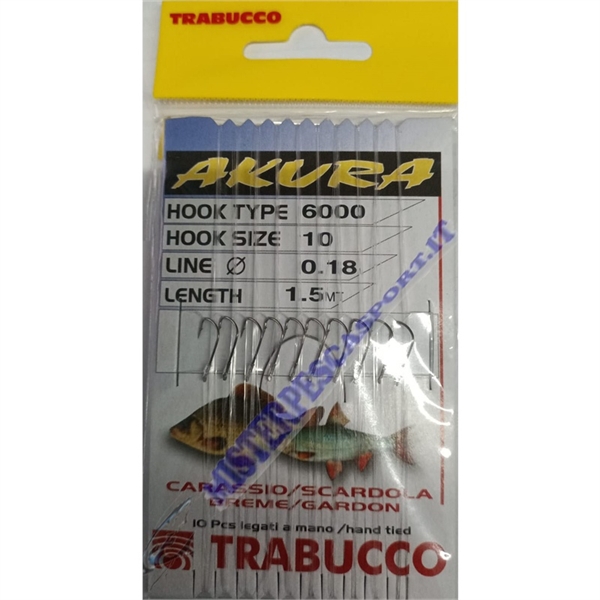 ami legati a mano trabucco akura serie 6000 n. 10 per la pesca alla bolognese, alla spigola, innesco del bigattino, esca viva