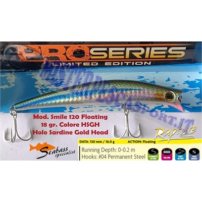 trabucco Smile 120 floating 16gr. color HSGH  pro series limited edition  pesca spinning alla spigola ricciola