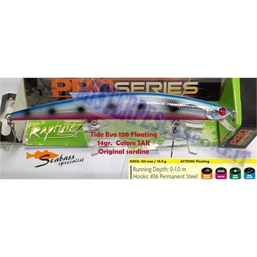 artificiale rapture tide evo 125 14gr.  floating colore SAR pesca a spinning pesca in mare alla spigola