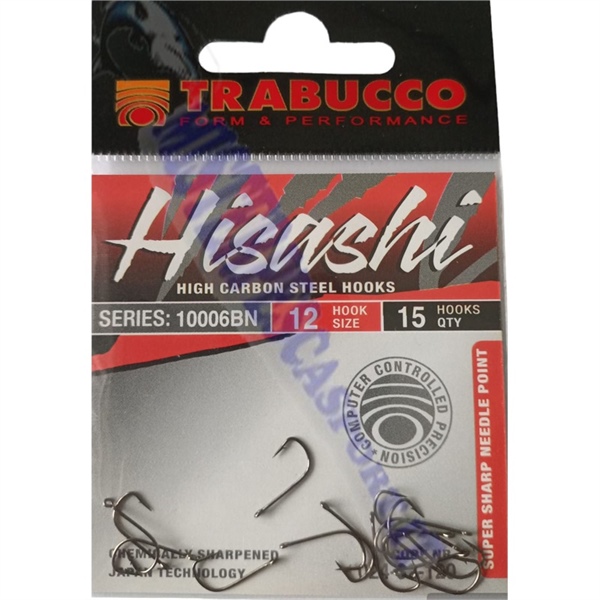 Ami TRABUCCO HISASHI serie 10006BN N. 12 con occhiello black nichel ideale per l'innesco di bigattino per la  pesca alla spigola