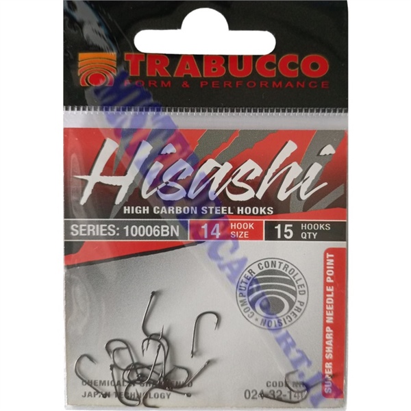 Ami TRABUCCO HISASHI serie 10006BN N. 14 con occhiello black nichel ideale per l'innesco di bigattino per la  pesca alla spigola