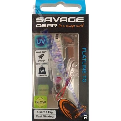 savage-gear-flatline tg 4 cm 15gr. Fs uv white glow, pesca a spinning,  pesca light jig, vertical jig, slow pitch