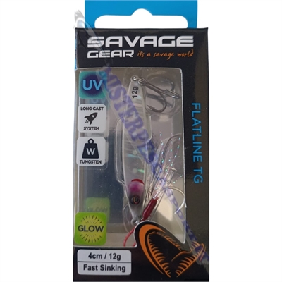 savage-gear-flatline tg 4 cm 12gr. Fs uv white glow , pesca a spinnig, pesca light jig, vertical jig, slow pitch