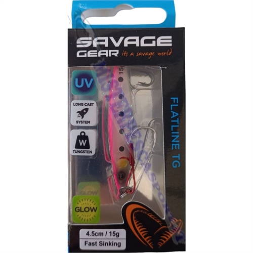 savage-gear-flatline tg 4 cm 15gr. Fs uv pink glow ,  pesca a spinnig, pesca light jig, vertical jig, slow pitch