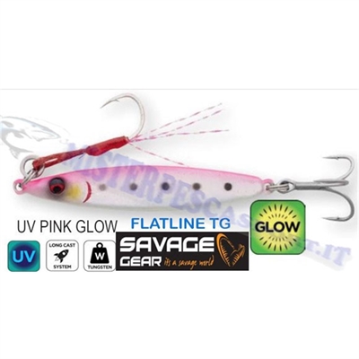 savage-gear-flatline tg 4 cm 12gr. Fs uv pink glow , pesca light jig, vertical jig, slow pitch
