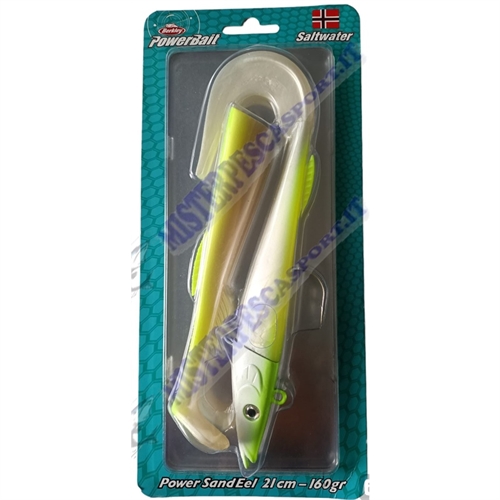 barkley  power sandel 21cm 160gr. powerbait saltwter color white chartr