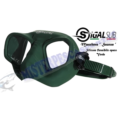 Maschera sigal sauron verde silicone morbido pesca sub, escursione subacquee