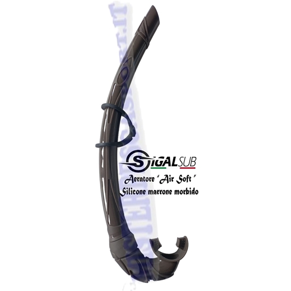 aeratore  snorkels air soft in silicone morbido marrone pesca sub, pesca apnea,