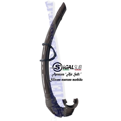 aeratore  snorkels air soft in silicone morbido marrone pesca sub, pesca apnea,