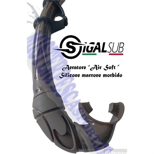 aeratore  snorkels air soft in silicone morbido marrone pesca sub, pesca apnea, escursioni