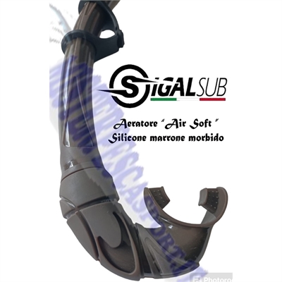 aeratore  snorkels air soft in silicone morbido marrone pesca sub, pesca apnea, escursioni