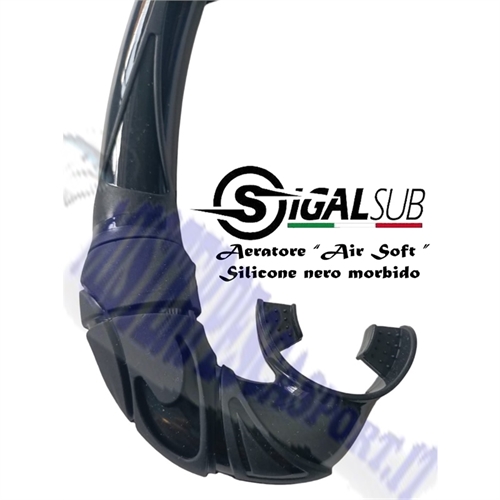 aeratore  snorkels air soft in silicone morbido nero pesca sub, pesca apnea, escursioni mare