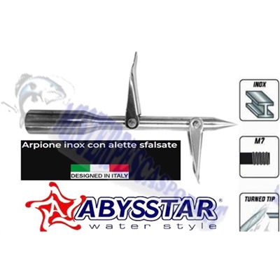 arpione inox alette sfalsate pesca sub, pesca subacquea,