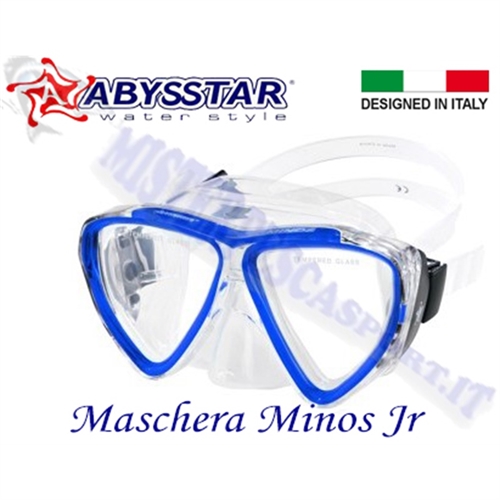 maschera Minos abysstar in silicone morbido per immersione ricreative, snorkelin, pesca sub, maschera panoramica abysstar