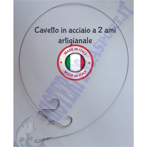 cavetto terminale in acciaio termosaldante a 2 ami per la pesca al pesce serra