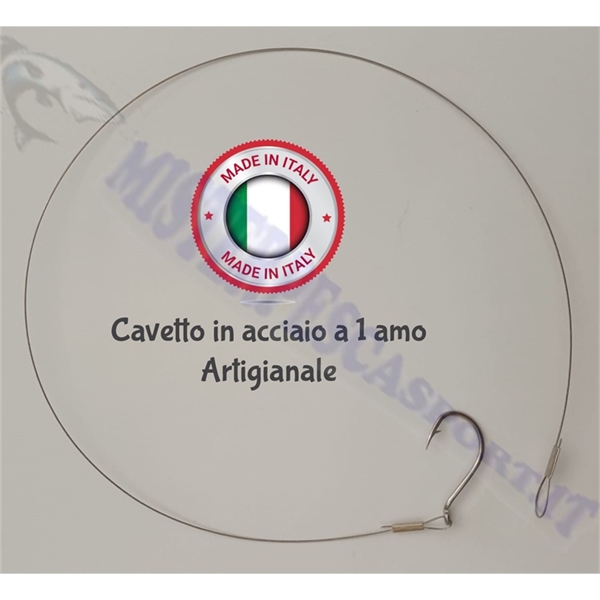 cavetto terminale in acciaio termosaldante a 1 amo montaggio artigianale per la pesca al pesce serra, barracuda o lucci