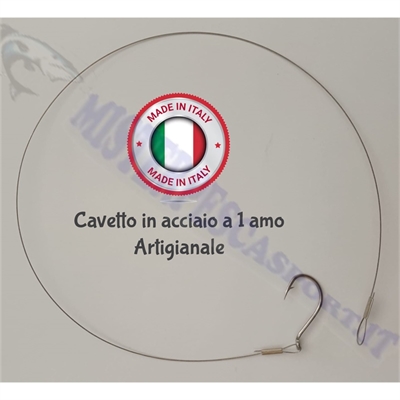 cavetto terminale in acciaio termosaldante a 1 amo montaggio artigianale per la pesca al pesce serra, barracuda o lucci