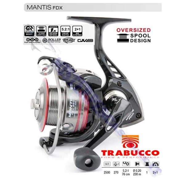 mulinello trabucco Mantis FDX 2500 pesca alla bolognese, spinning, eging