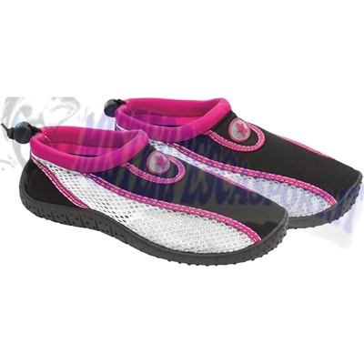 scarpette da mare o piscina in neoprene morbido e gomma per la protezione del piede sulla sabbia o scogliere ocean pink