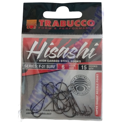 Ami TRABUCCO HISASHI serie F-31 Surf N. 6 con occhiello black nichel ideale per l'innesco bibi, calamaro, gambero per la  pesca 