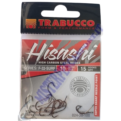 Ami TRABUCCO HISASHI serie F-32 Surf n. 10 a gambo corto con occhiello black nichel ideale per l'innesco bibi, calamaro, gambero