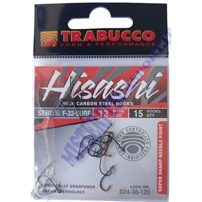 Ami TRABUCCO HISASHI serie F-32 Surf n. 12 gambo corto con occhiello black nichel ideale per l'innesco bibi, calamaro, gambero p