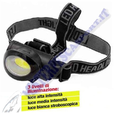 torcia lampada frontale a LED COB 120 lumen Lampada da testa  head lamp per escursione notturne, in grotte, pesca, per il campin