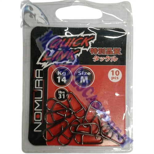 Nomura Quick Link size M portata 14kg. 31lbs moschettone da pesca a sgancio rapido
