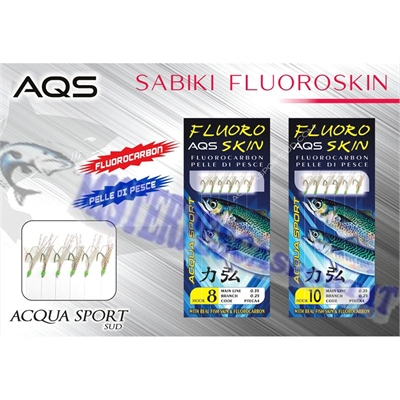 lenza filosa  sabiki fluoroskin AQS con pelle di pesce e fuorocarbon 100% pesca a bolentino