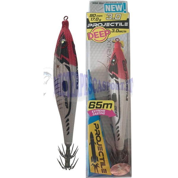 Dtd projectile new deep squid jig 3.0  90mm 17g. color red head  65m extreme casting glow red