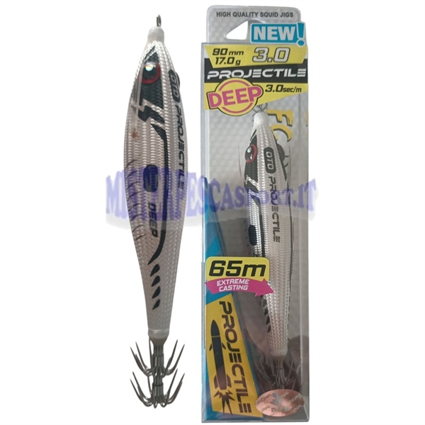 Dtd projectile new deep squid jig 3.0  90mm 17g. color white 65m extreme casting glow red pesca calamari pesca a seppia pesca sp