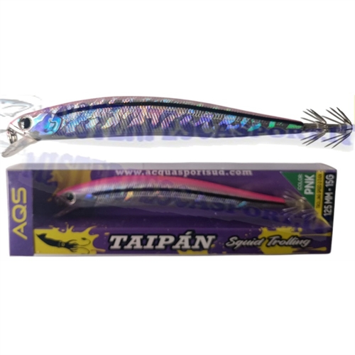 artificiale calamari AQS Taipan squid trolling col. PNK 125mm. pesca a spinnig a calamari e seppie