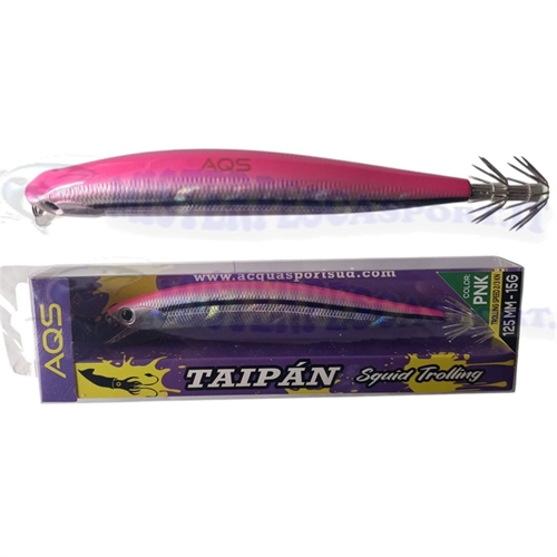 artificiale calamari AQS Taipan squid trolling col.PNK 125mm. pesca a spinnig a calamari e seppie